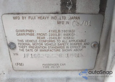 2002 Subaru Impreza Wrx из США, поврежденный, VIN JF1GG29652G810916